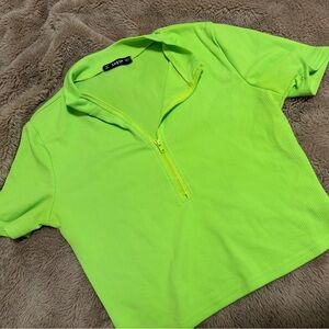 Neon SHEIN crop top w/ Zipper